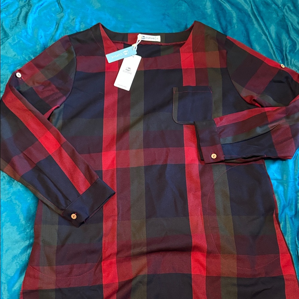 Cupshe Red and Black Plaid Top